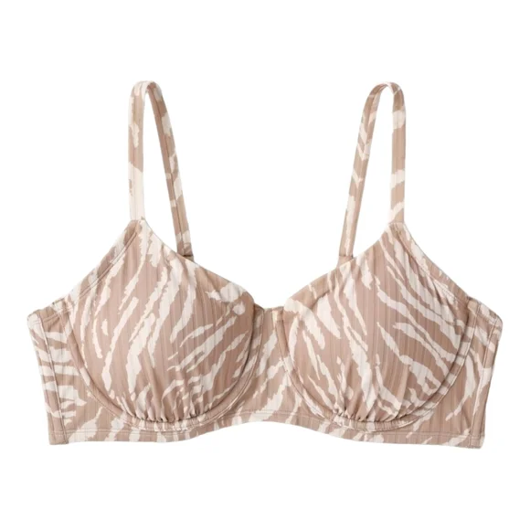 Wild Fable Beige Animal Print Ribbed Underwire Bralette Bikini Set, Size 2X - Picture 4 of 12